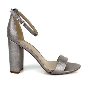 Sam Edelman Women's Yaro Ankle Strap Block Heel Sandals Metallic Gray